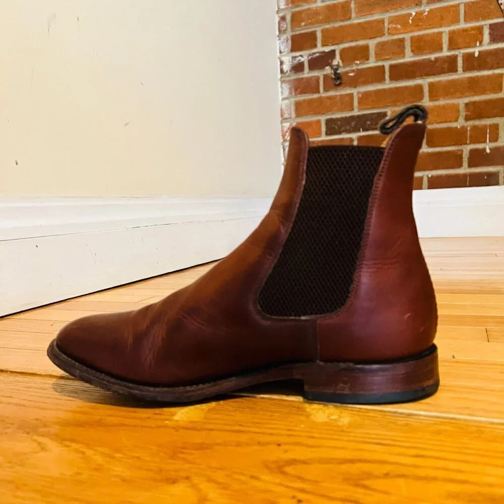 Loake 290T Chelsea Polished Brown Leather Boots Mens US 7 Handmade in England